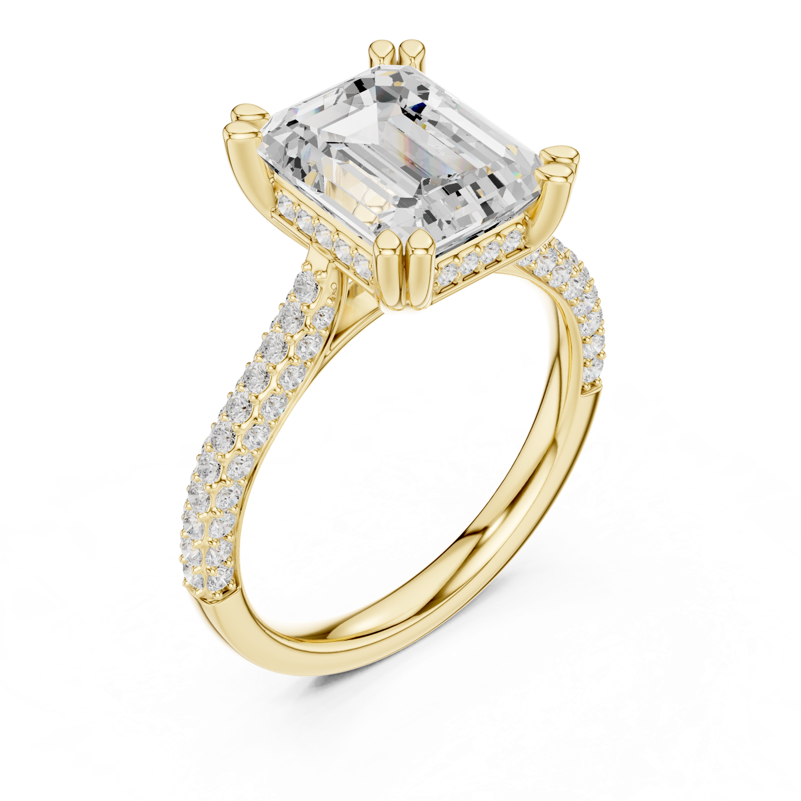 Gold Ring DDLR-260, Emerald center stone, Yellow Gold, view 2