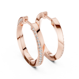 14K Solid Gold Lab Diamond Huggie Earrings, Rose Gold, view 3