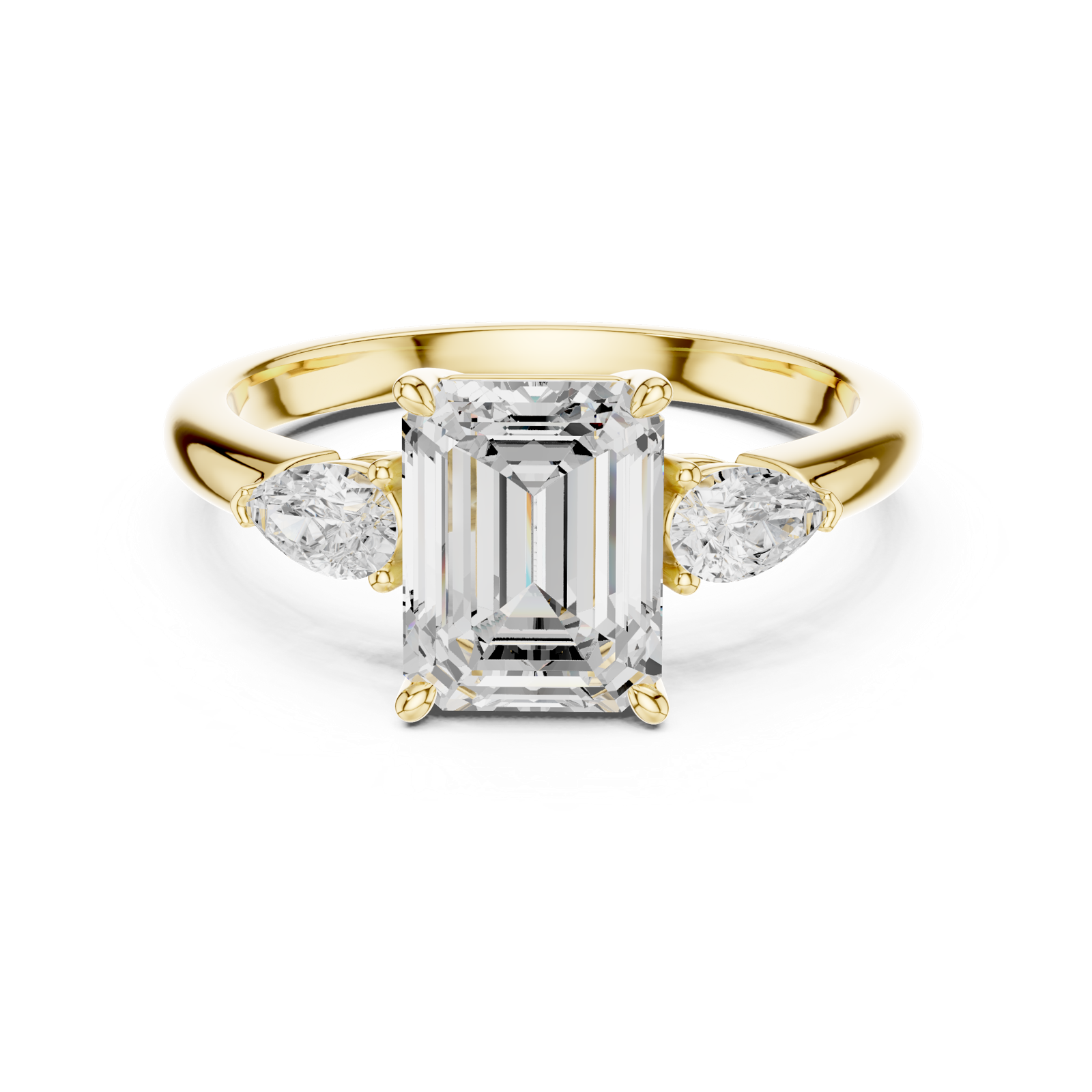 Gold Ring DDLR-035, Emerald center stone, Yellow Gold, view 4