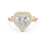 Gold Ring DDLR-349, Heart center stone, Yellow Gold, view 4