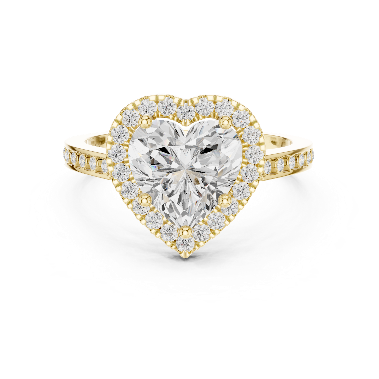 Gold Ring DDLR-349, Heart center stone, Yellow Gold, view 4