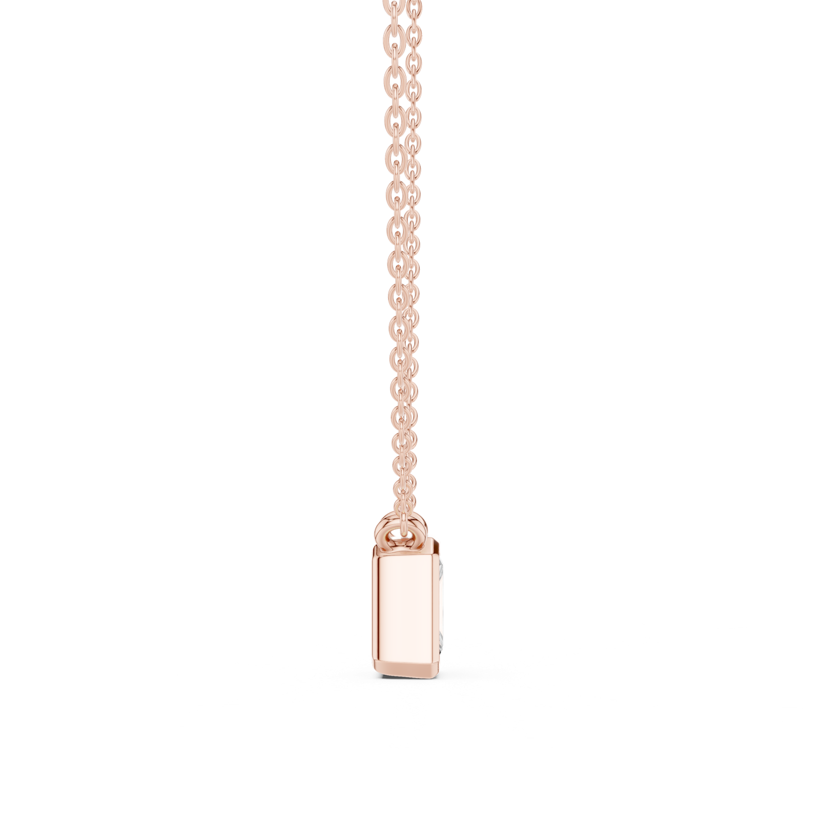 Gold Jewelry DDPS-001, Radiant center stone, Rose Gold, view 3