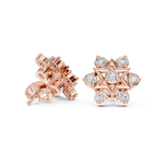 14K Solid Gold Lab Diamond Star Cluster Earrings, Rose Gold, view 1