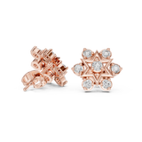 14K Solid Gold Lab Diamond Star Cluster Earrings, Rose Gold, view 1