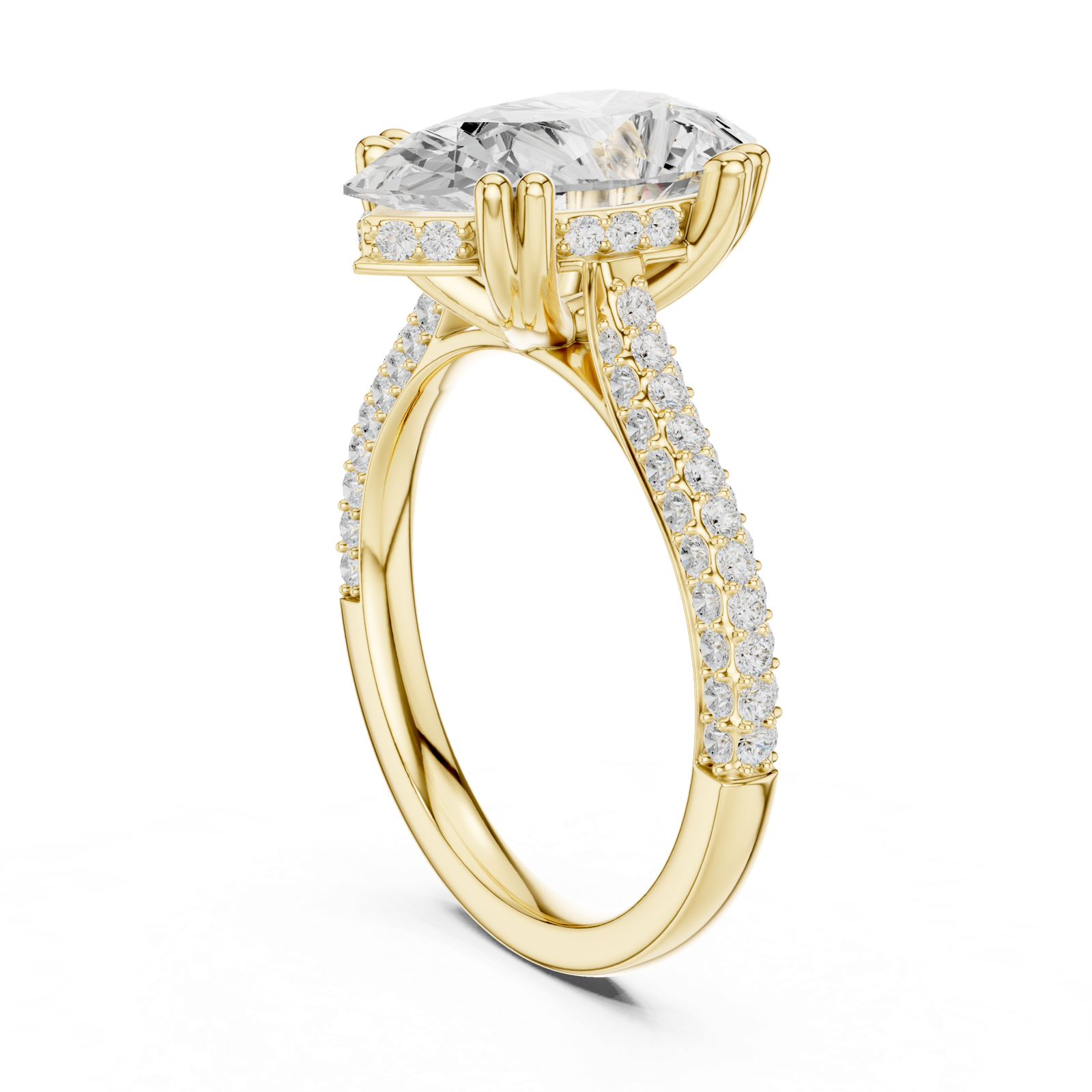 Gold Ring DDLR-260, Pear center stone, Yellow Gold, view 1