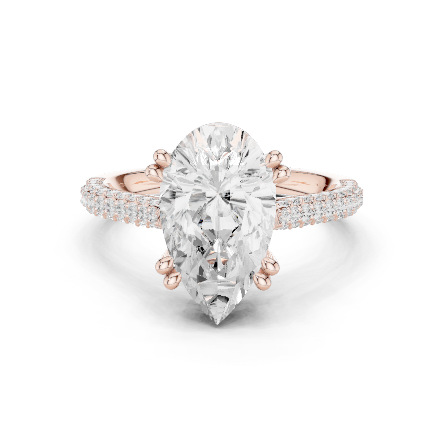 Gold Ring DDLR-260, Pear center stone, Rose Gold