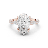 Gold Ring DDLR-260, Pear center stone, Rose Gold