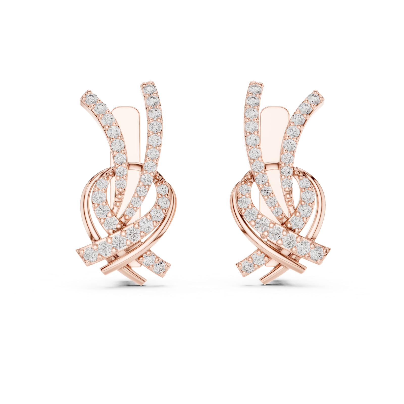 Gold Earrings L03-26, Rose Gold, view 4