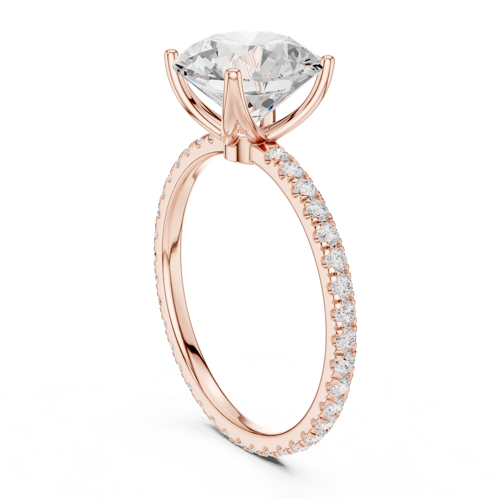 Gold Jewelry L36-16, Round center stone, Rose Gold, view 1