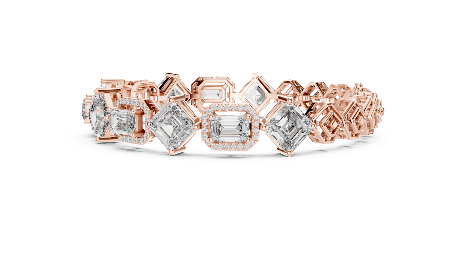 14K Solid Gold Lab Diamond Bracelet, Rose Gold, view 3