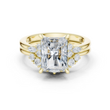 Gold Ring DDLR-440, Radiant center stone, Yellow Gold
