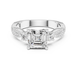 Gold Ring, Asscher center stone, White Gold, view 4