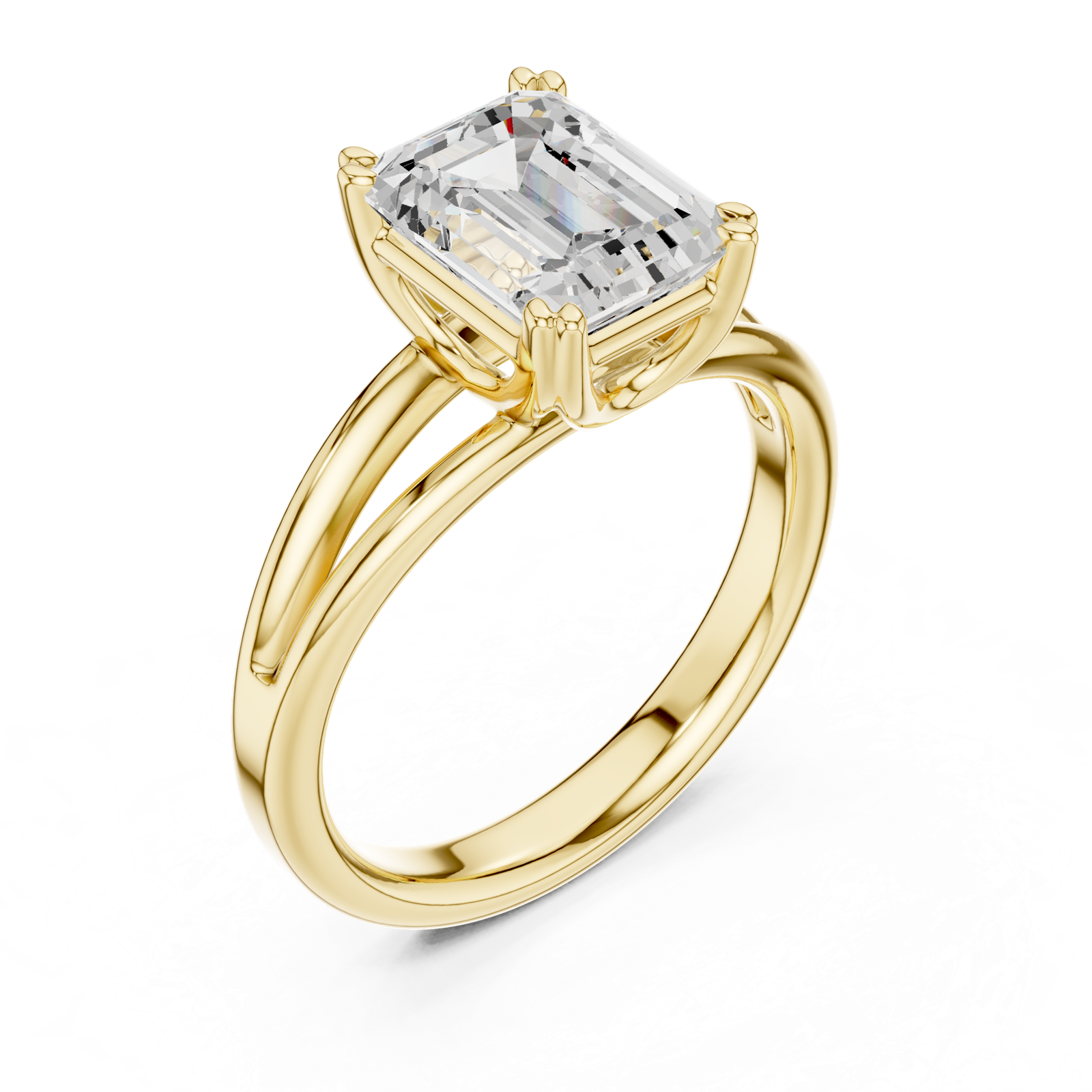 Gold Jewelry L36-7, Emerald center stone, Yellow Gold, view 2