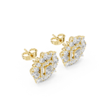 14K Solid Gold Lab Diamond Halo Earrings, Yellow Gold, view 2