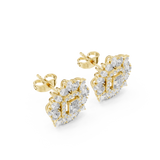 14K Solid Gold Lab Diamond Halo Earrings, Yellow Gold, view 2