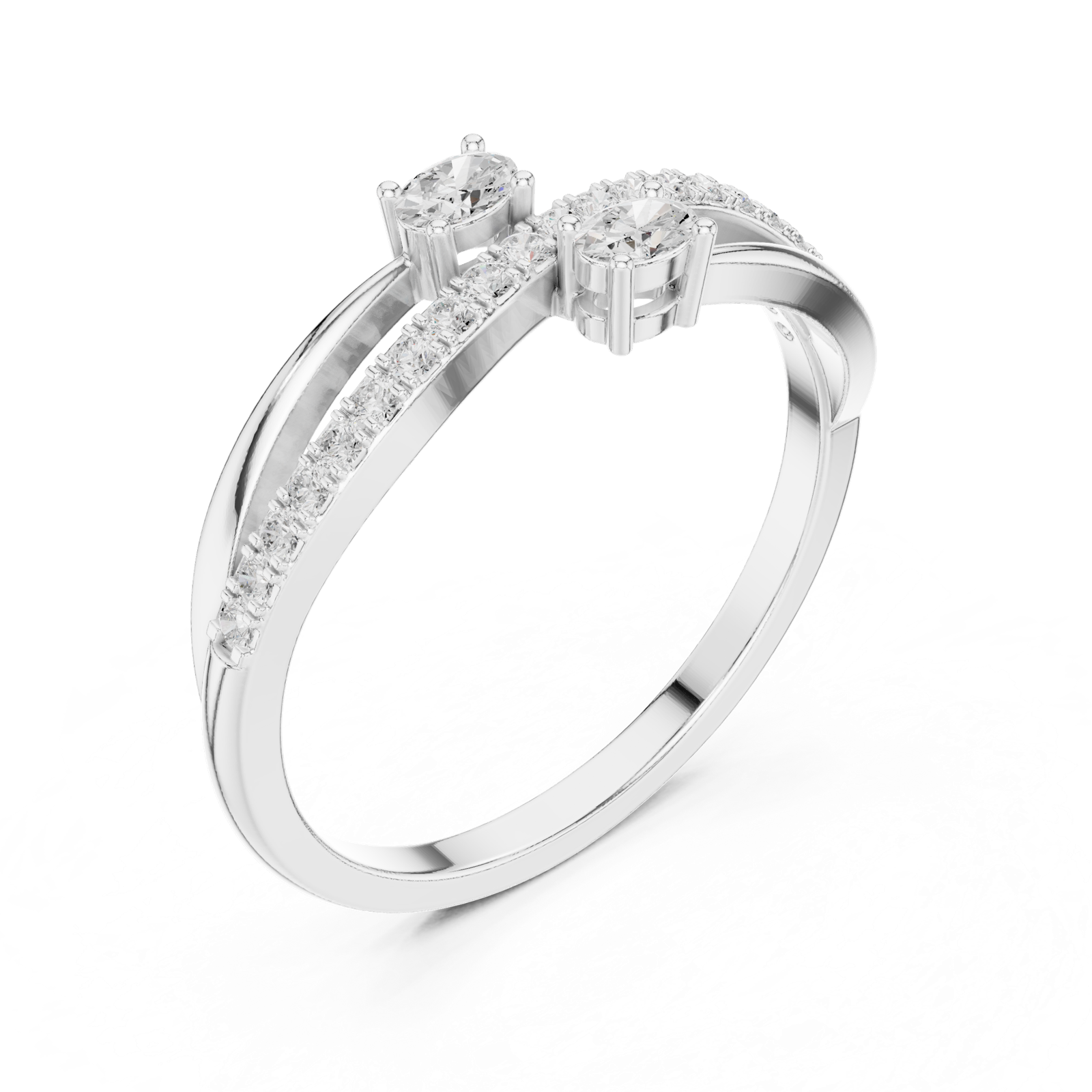 Gold Ring HLR-254, White Gold, view 2