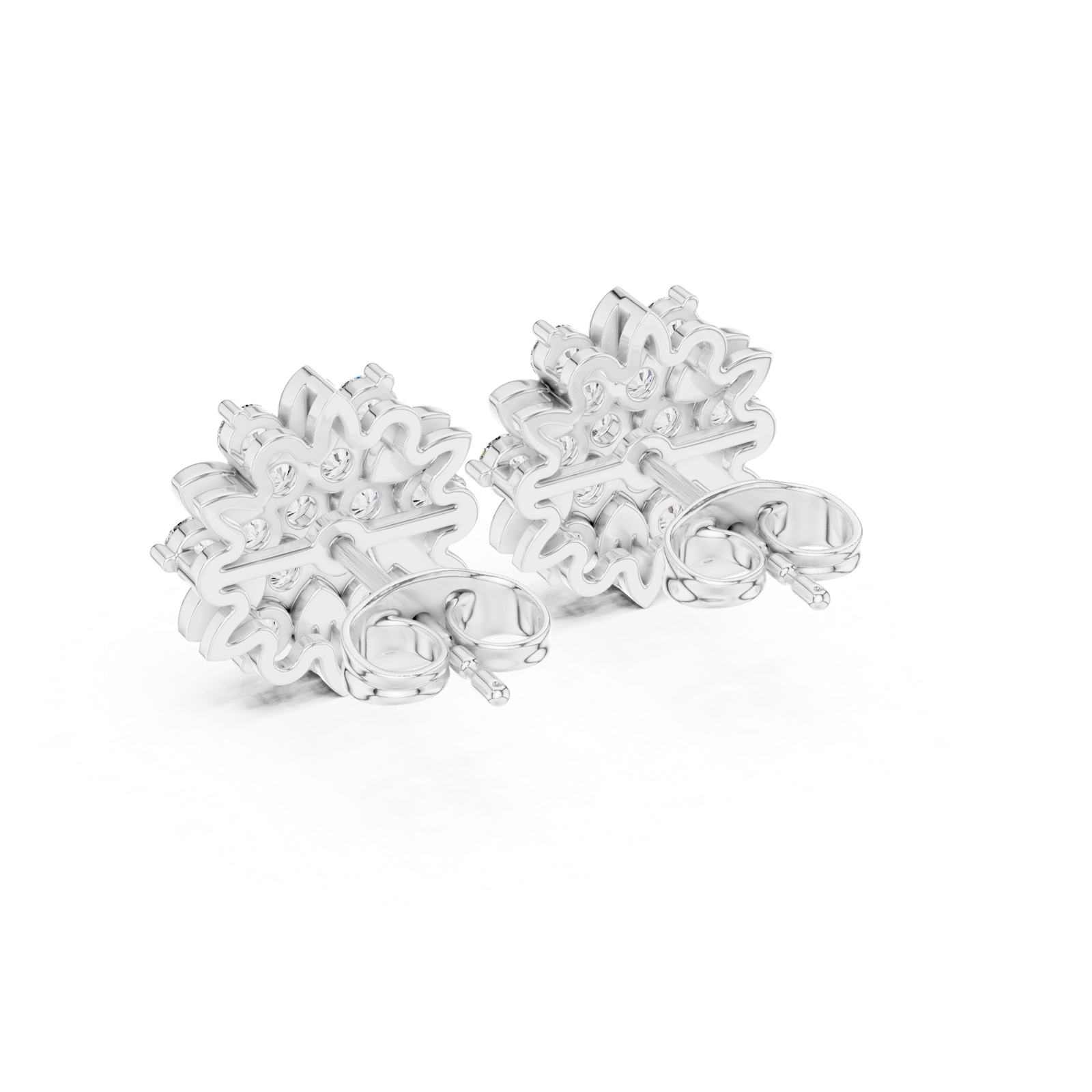Gold Earrings AER-102, White Gold, view 3