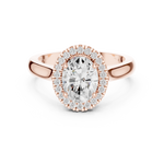 Gold Ring DDLR-338, Oval center stone, Rose Gold, view 4