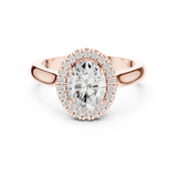 Gold Ring DDLR-338, Oval center stone, Rose Gold, view 4