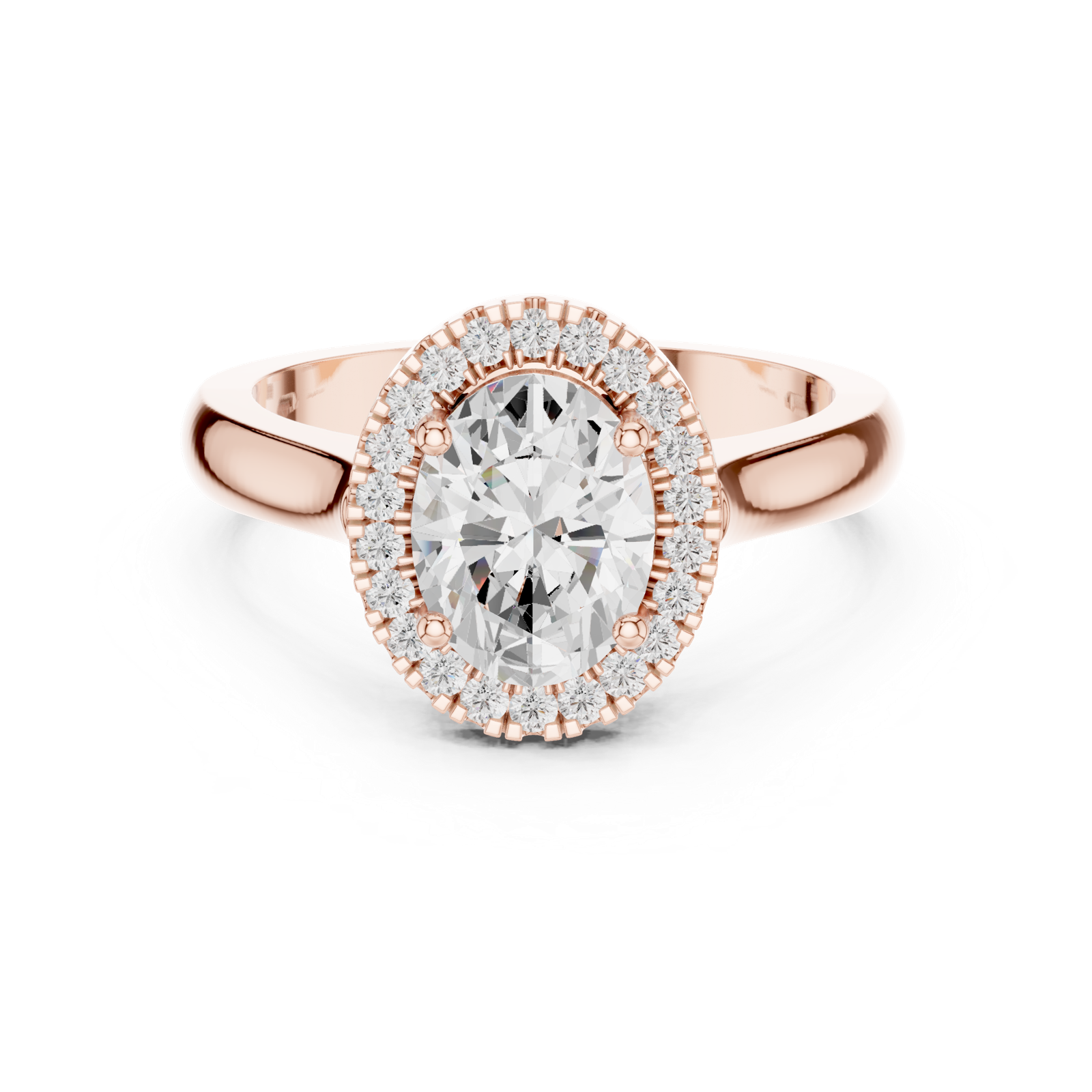 Gold Ring DDLR-338, Oval center stone, Rose Gold, view 4