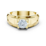 14K Solid Gold Lab Diamond Solitaire Ring, Yellow Gold