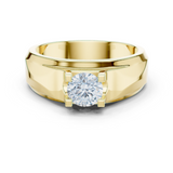14K Solid Gold Lab Diamond Solitaire Ring, Yellow Gold