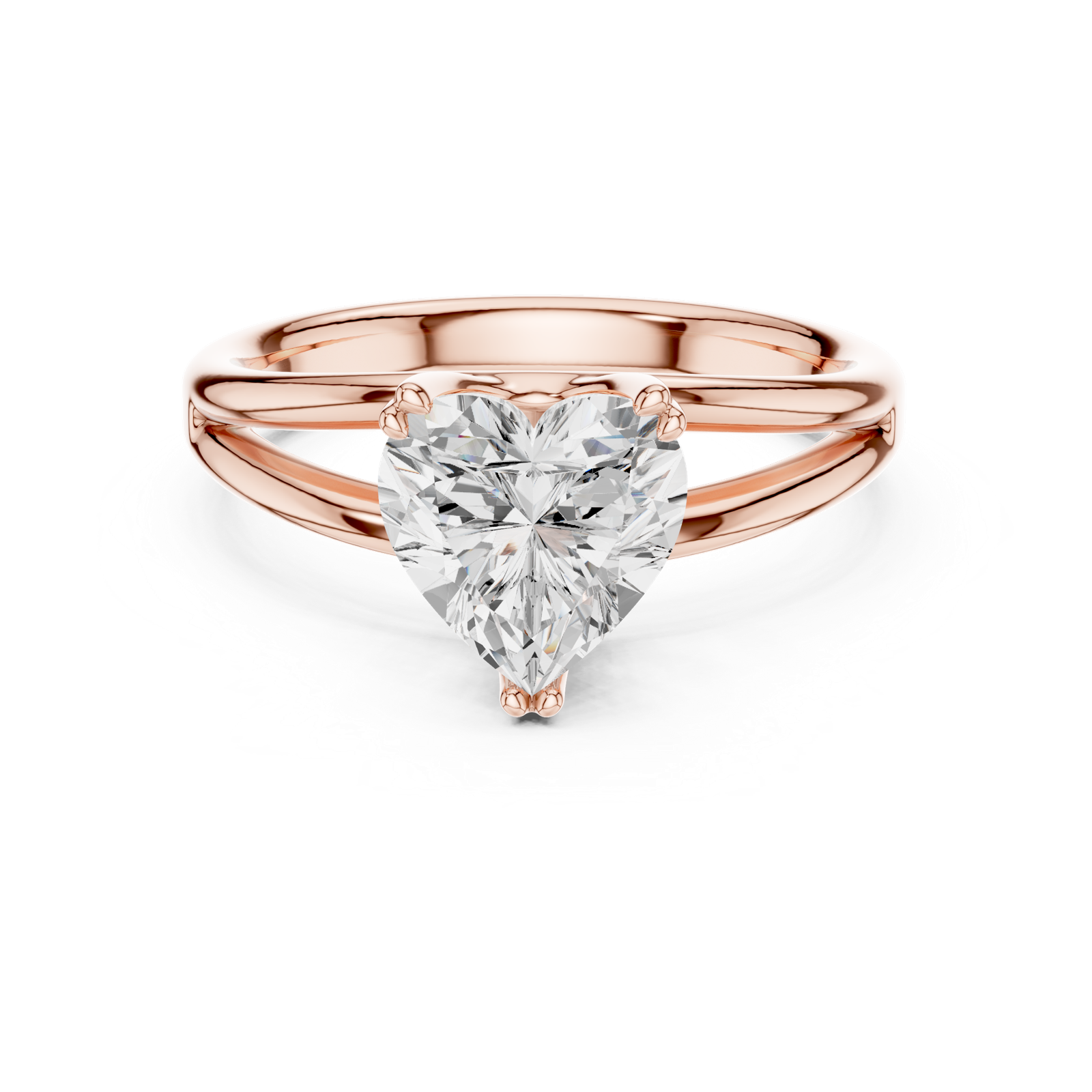 Gold Jewelry L36-7, Heart center stone, Rose Gold, view 4