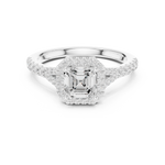 Gold Ring DDLR-043, Asscher center stone, White Gold, view 4