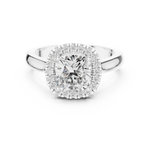 Gold Ring, Cushion center stone, White Gold, view 4