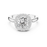 Gold Ring, Cushion center stone, White Gold, view 4