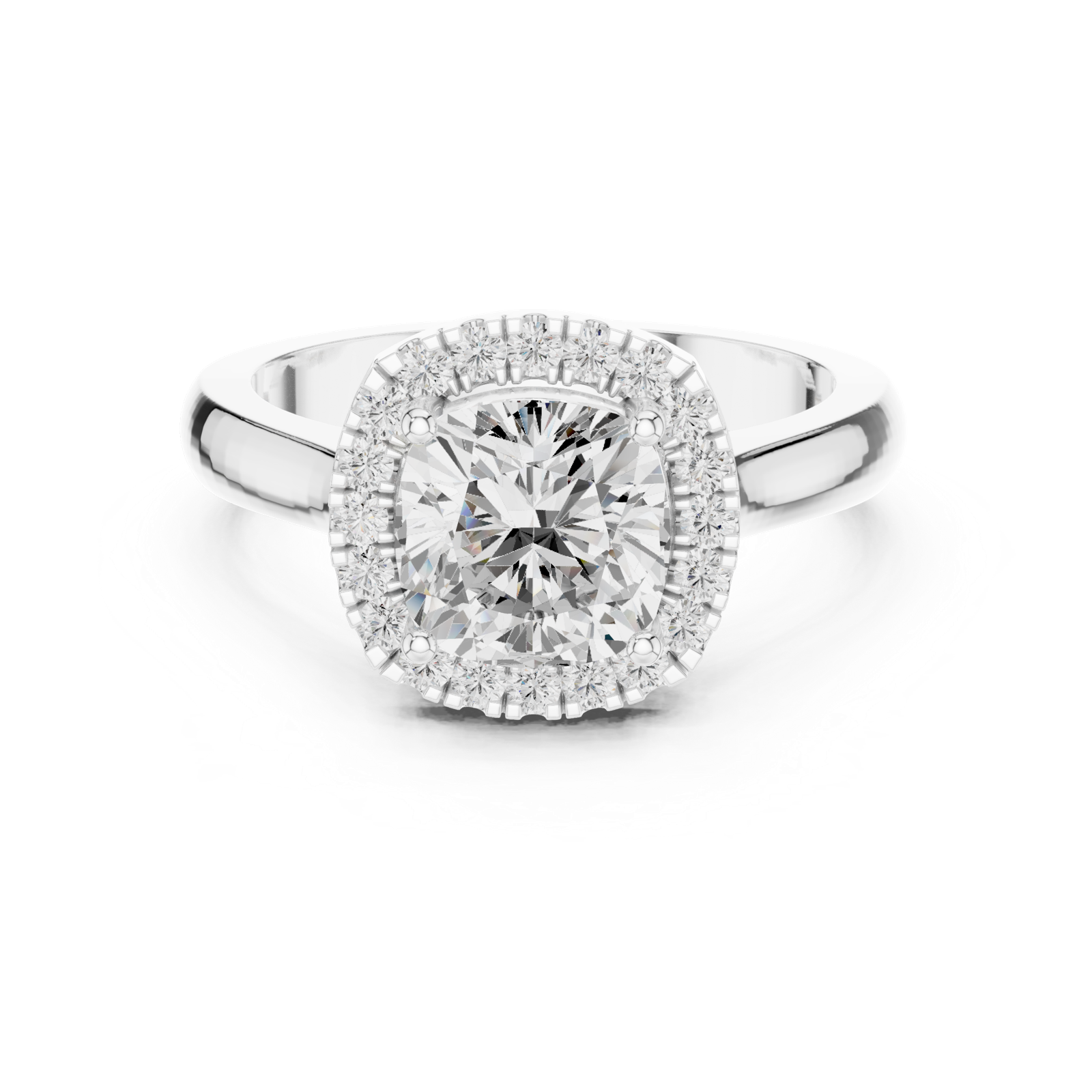 Gold Ring, Cushion center stone, White Gold, view 4