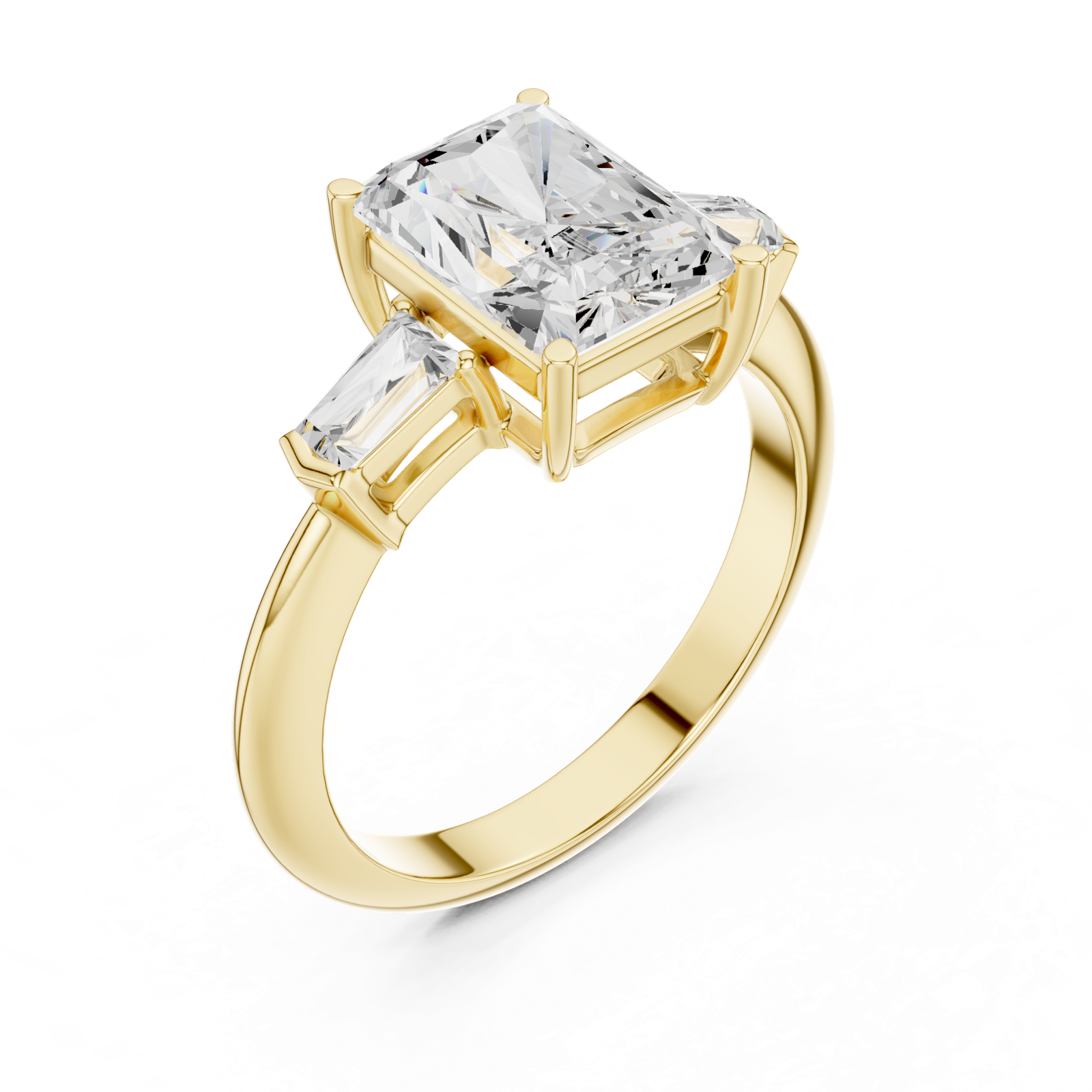 Gold Jewelry L35-67, Radiant center stone, Yellow Gold, view 2