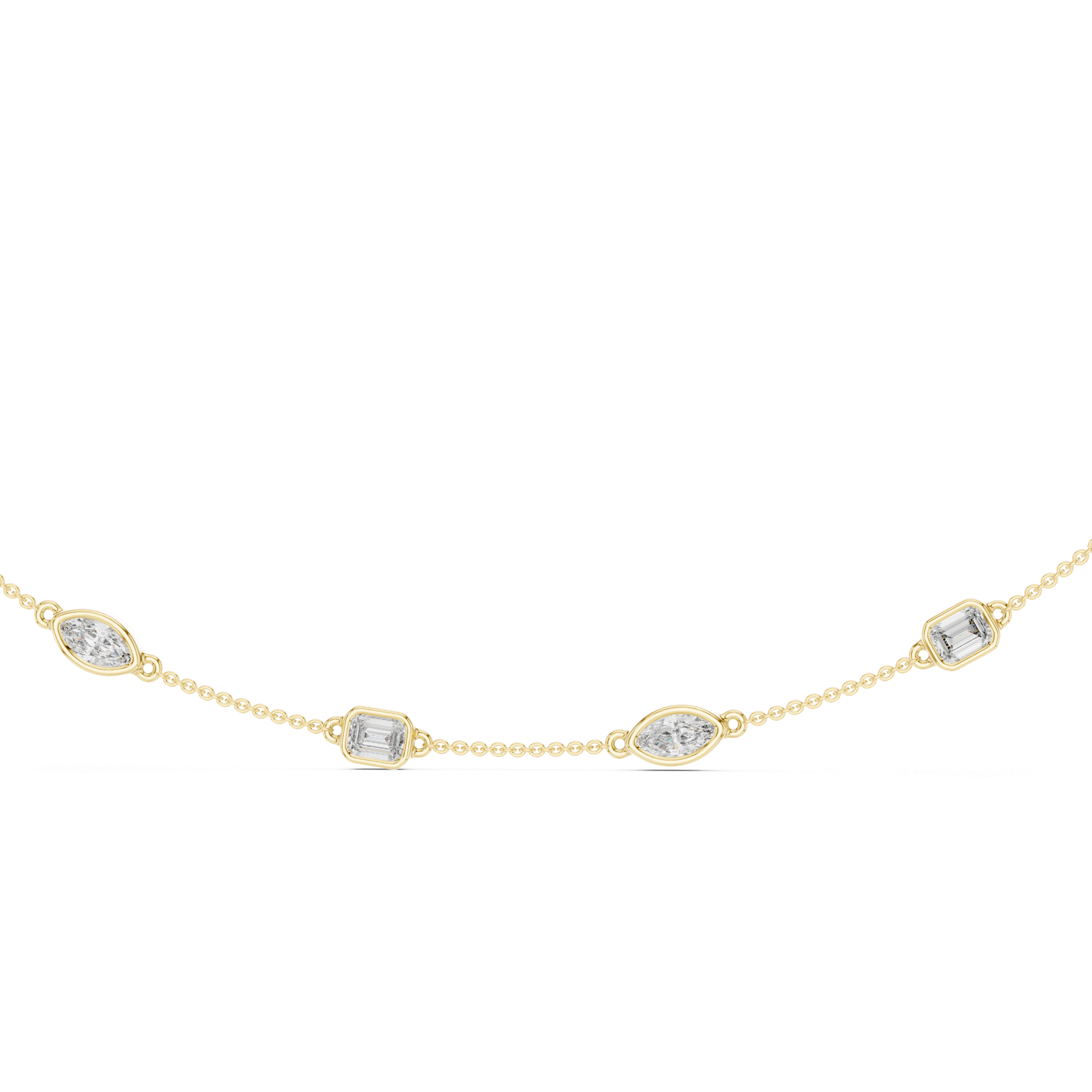 14K Solid Gold Lab Diamond Tennis Necklace, Yellow Gold, view 4