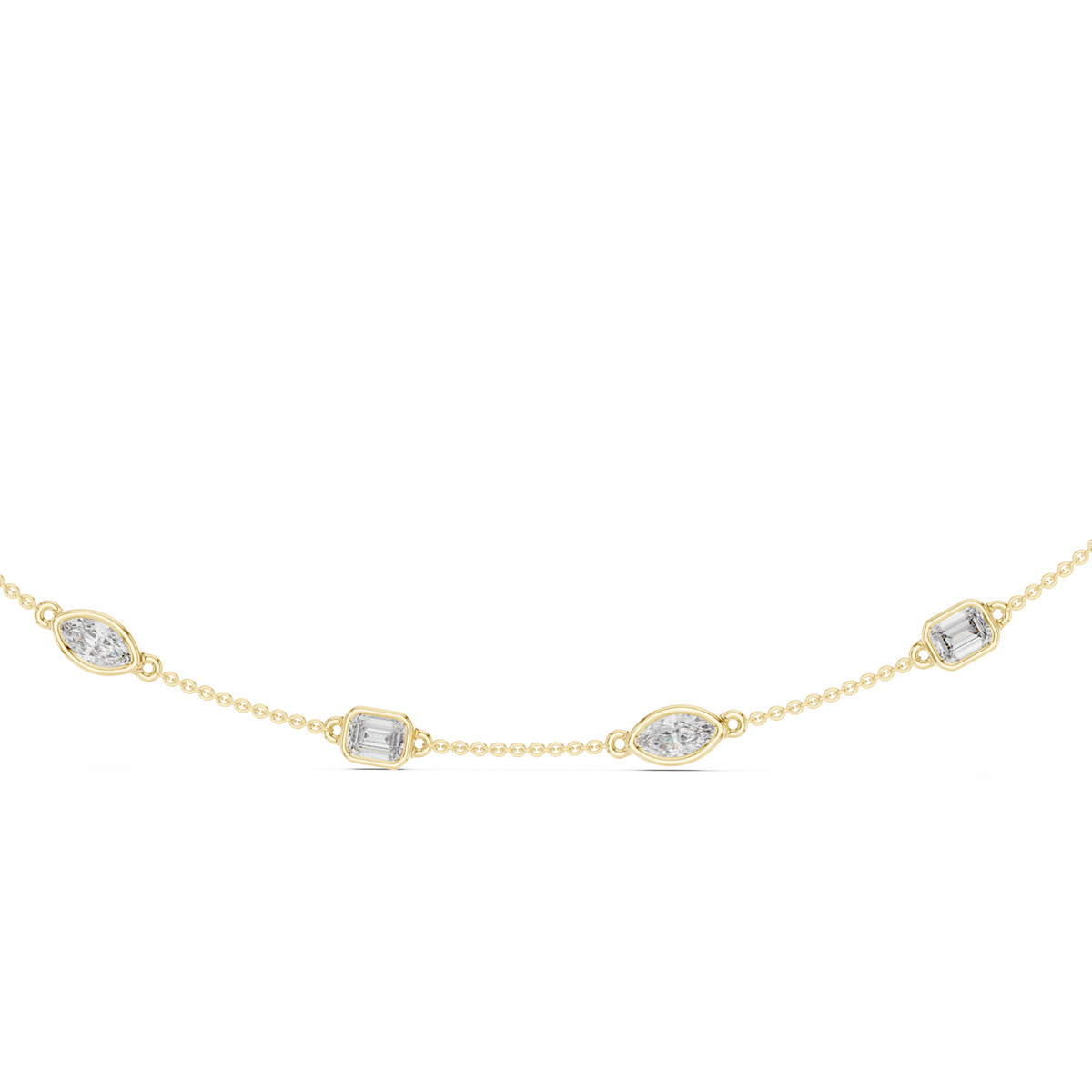 14K Solid Gold Lab Diamond Tennis Necklace, Yellow Gold, view 4