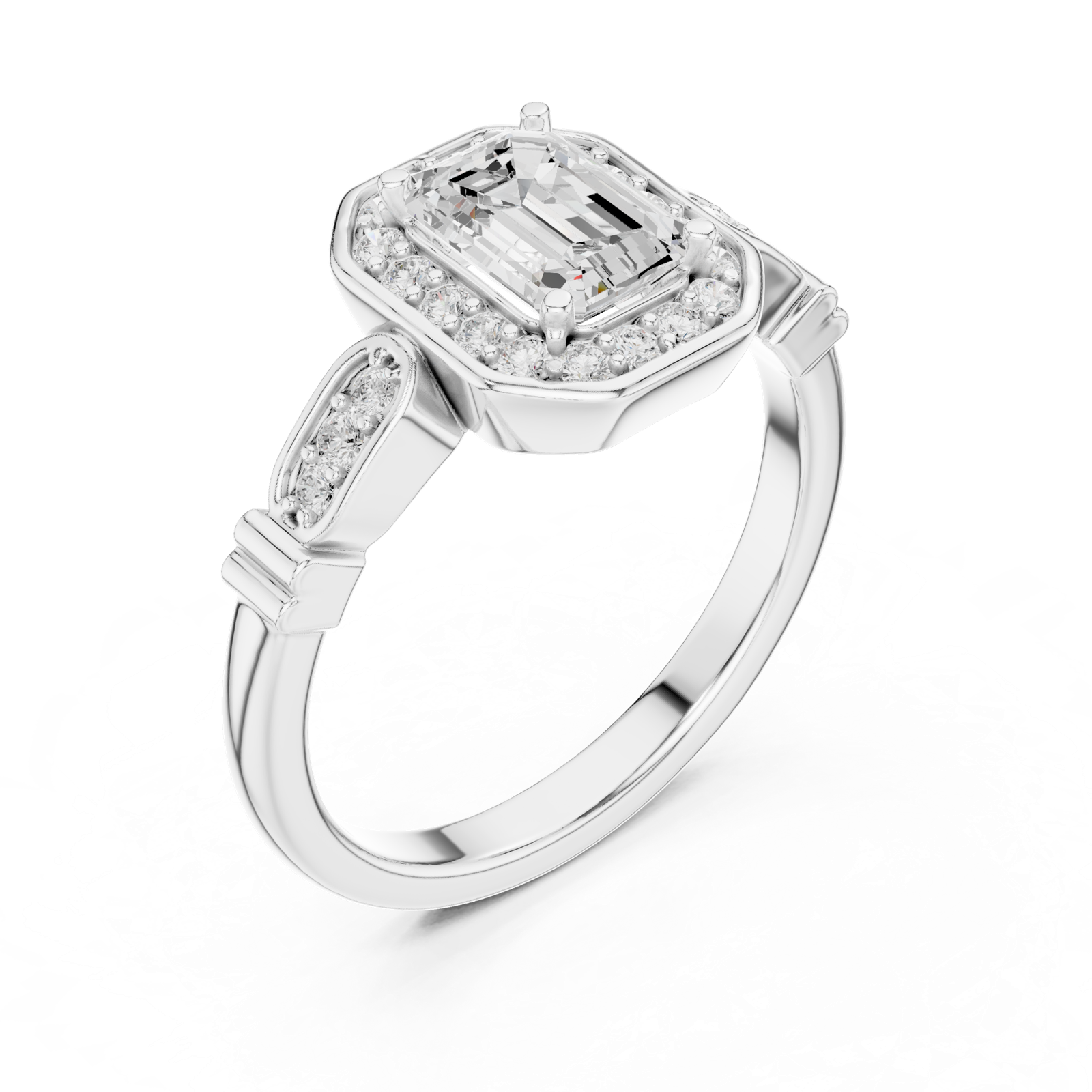 Gold Ring LR-0270, White Gold, view 2