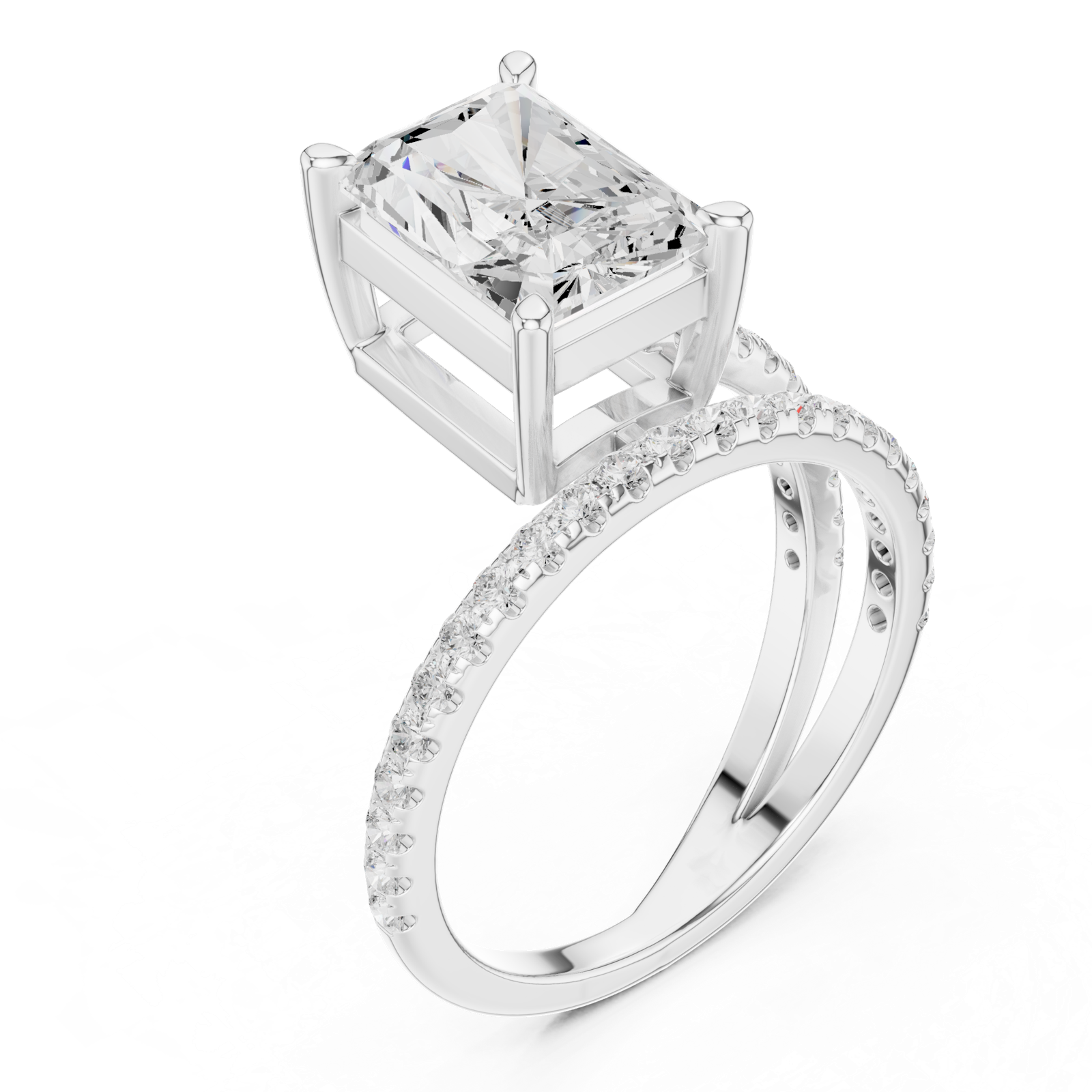 Gold Jewelry L35-39, Radiant center stone, White Gold, view 2