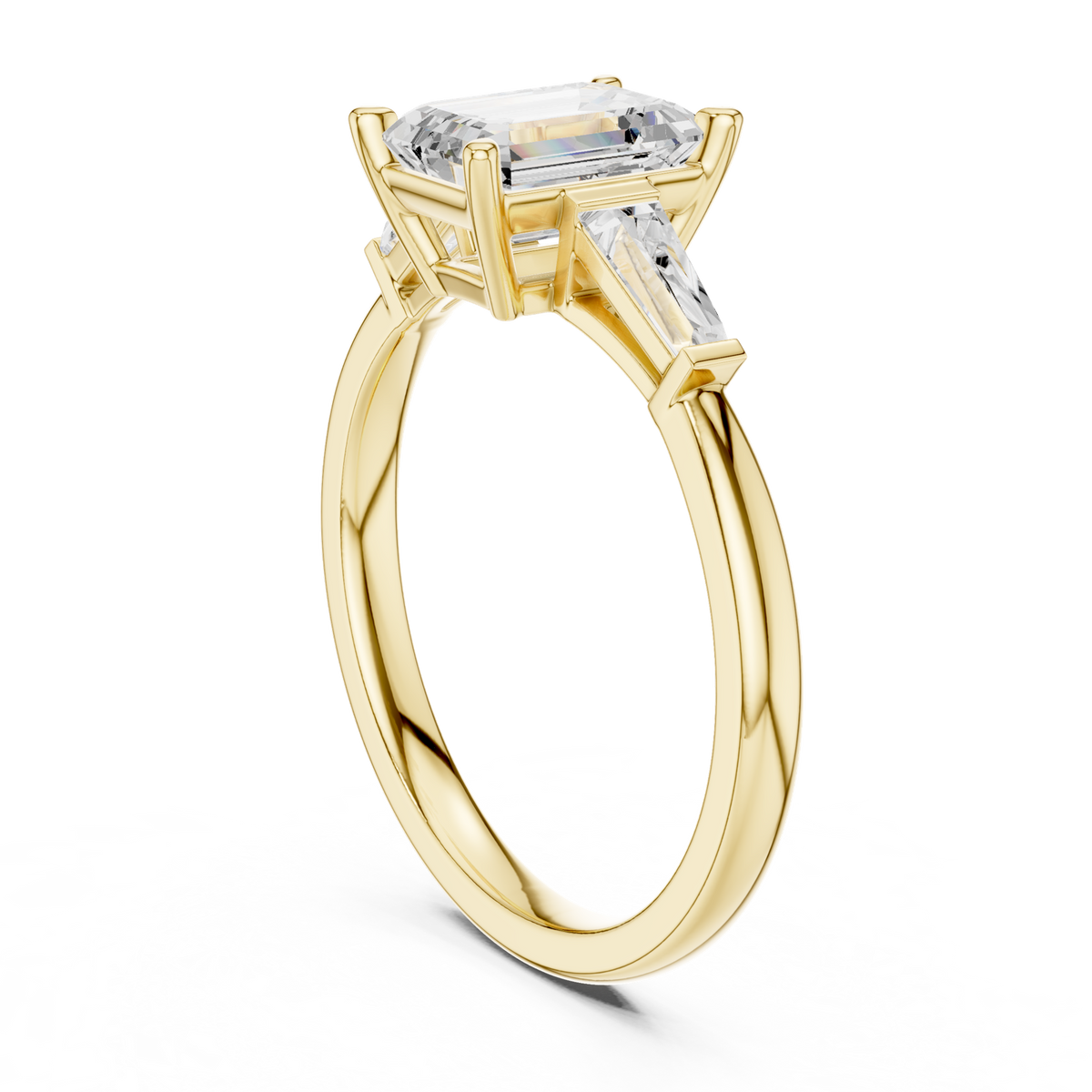 14K Solid Gold Lab Diamond Three-Stone Ring, Yellow Gold, view 1