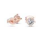 14K Solid Gold Lab Diamond Halo Earrings, Rose Gold, view 1