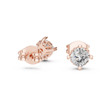 14K Solid Gold Lab Diamond Halo Earrings, Rose Gold, view 1