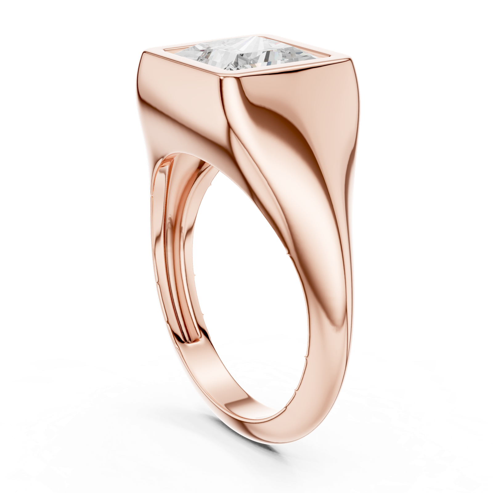Gold Jewelry L36-4, Princess center stone, Rose Gold, view 1