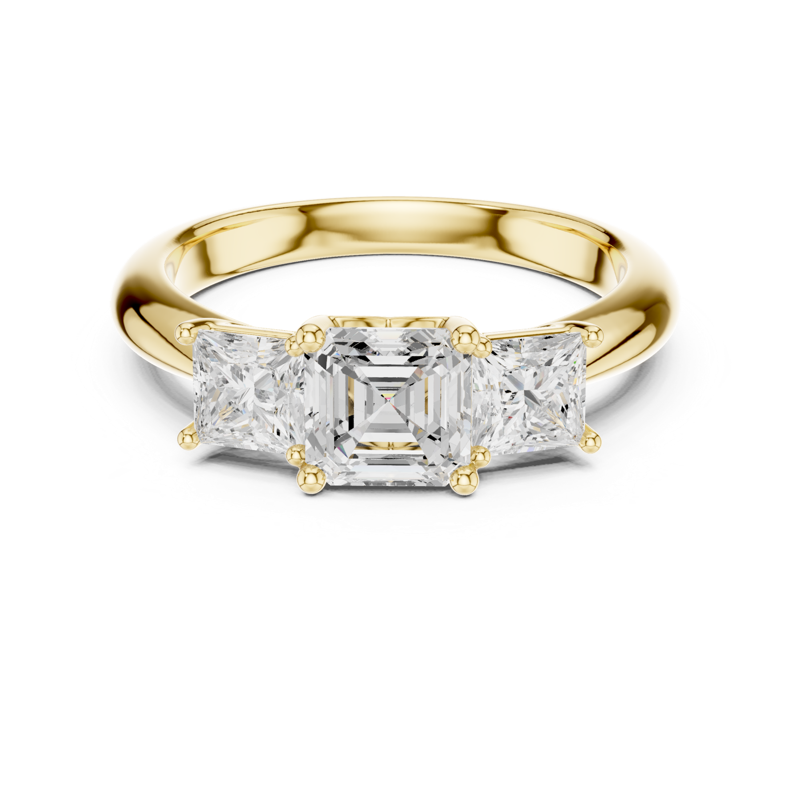 Gold Ring DDLR-044, Asscher center stone, Yellow Gold, view 4