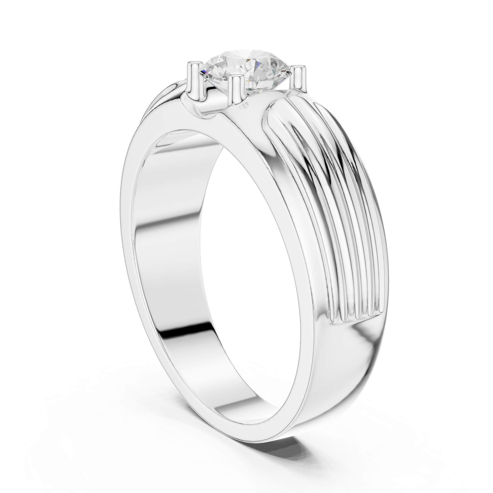 14K Solid Gold Lab Diamond Solitaire Ring, White Gold, view 1