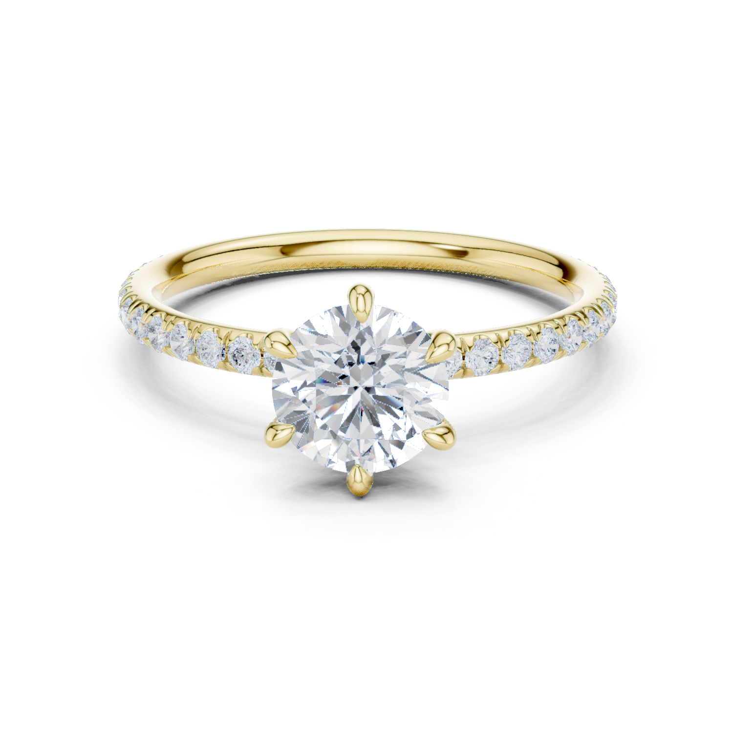 Gold Jewelry L36-15, Round center stone, Yellow Gold