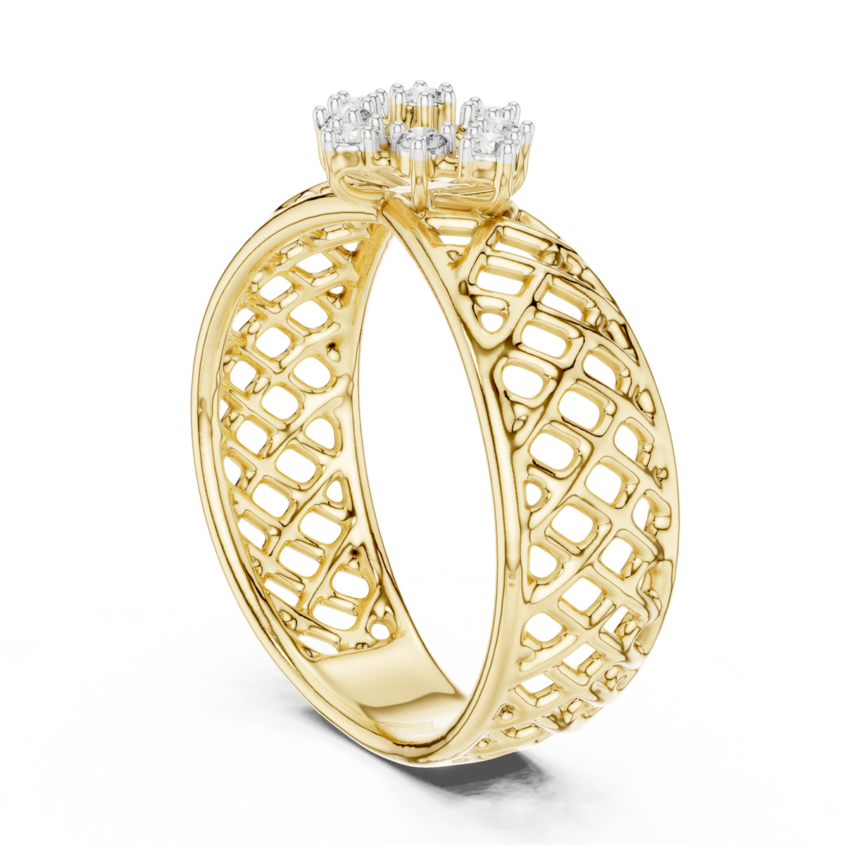 14K Solid Gold Lab Diamond Vintage Ring, Yellow Gold, view 1