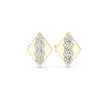 14K Solid Gold Lab Diamond Cluster Earrings, Yellow Gold