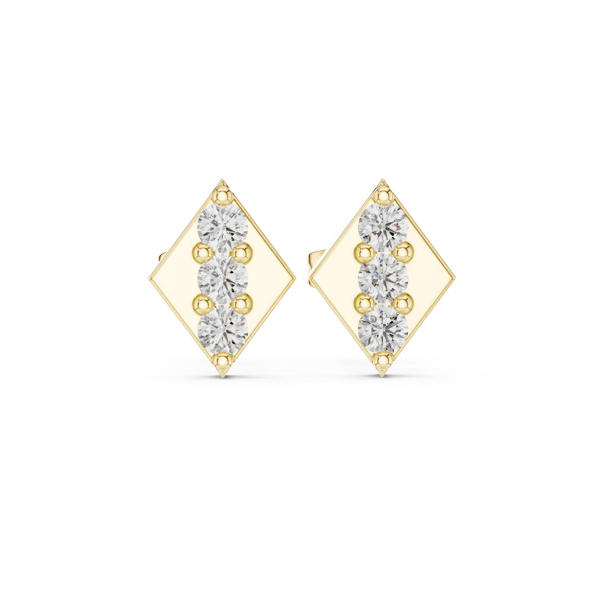 14K Solid Gold Lab Diamond Cluster Earrings, Yellow Gold
