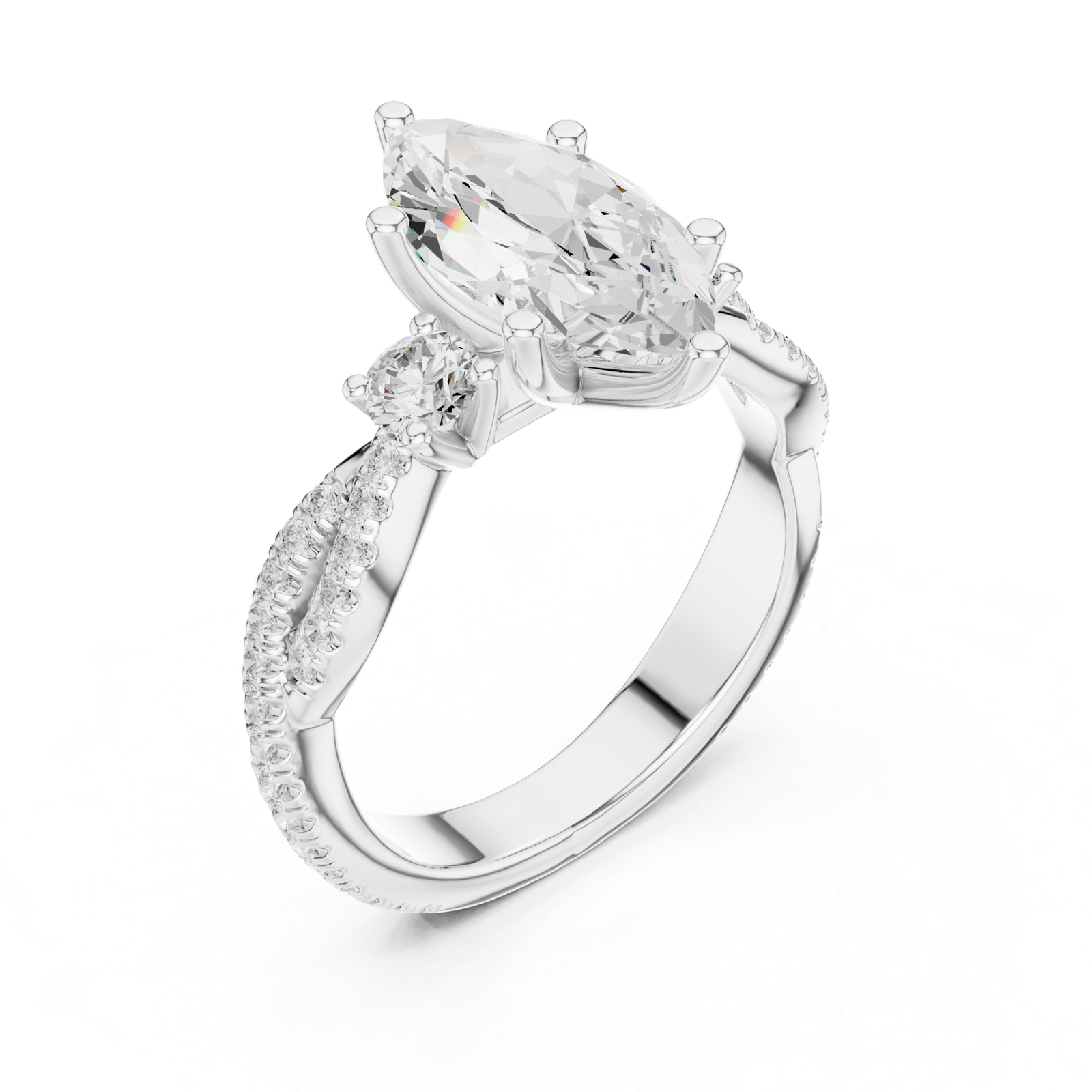 Gold Ring DDLR-1035, White Gold, view 2