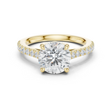 Gold Ring DDLR-039, Round center stone, Yellow Gold