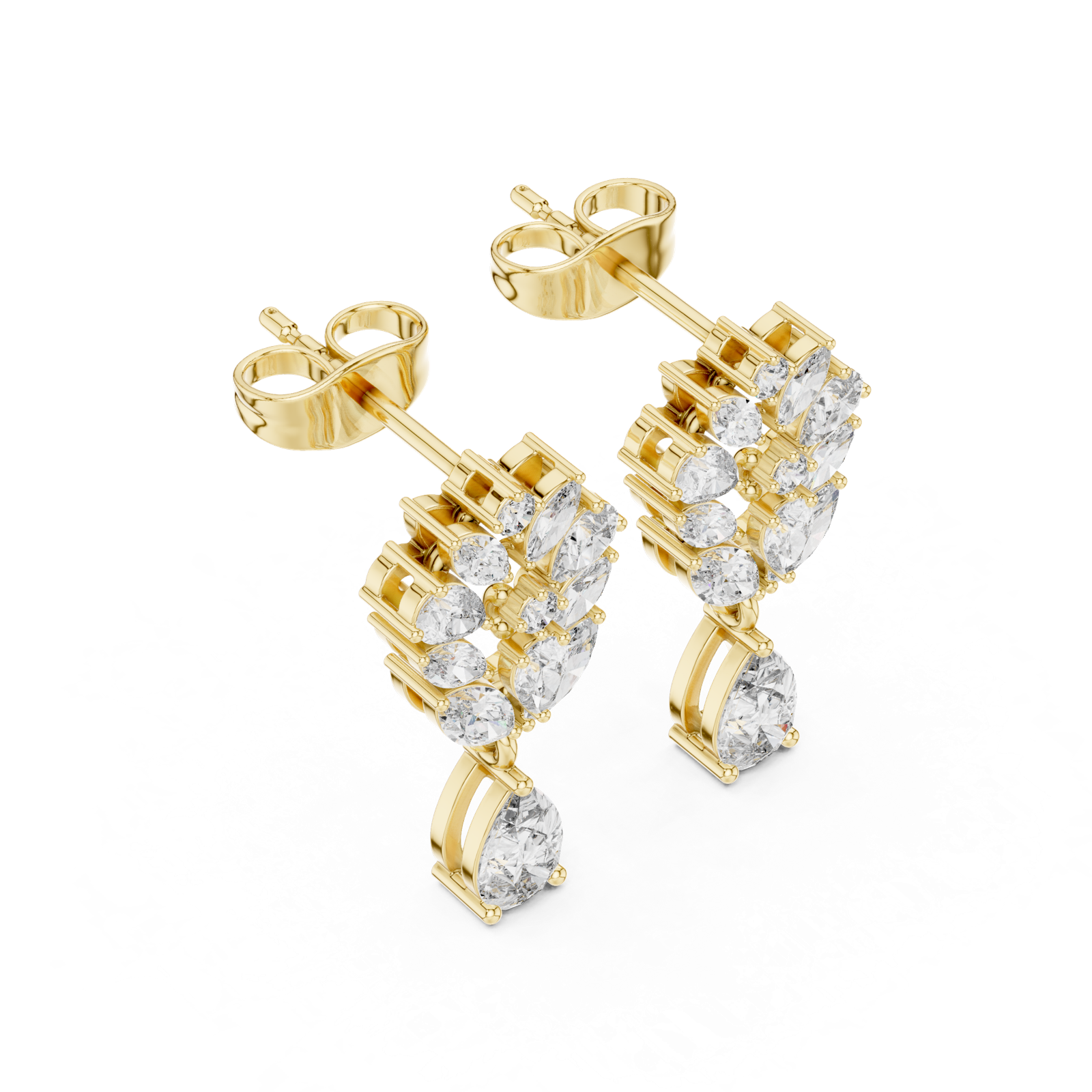 Gold Earrings AGDER-276, Yellow Gold, view 2
