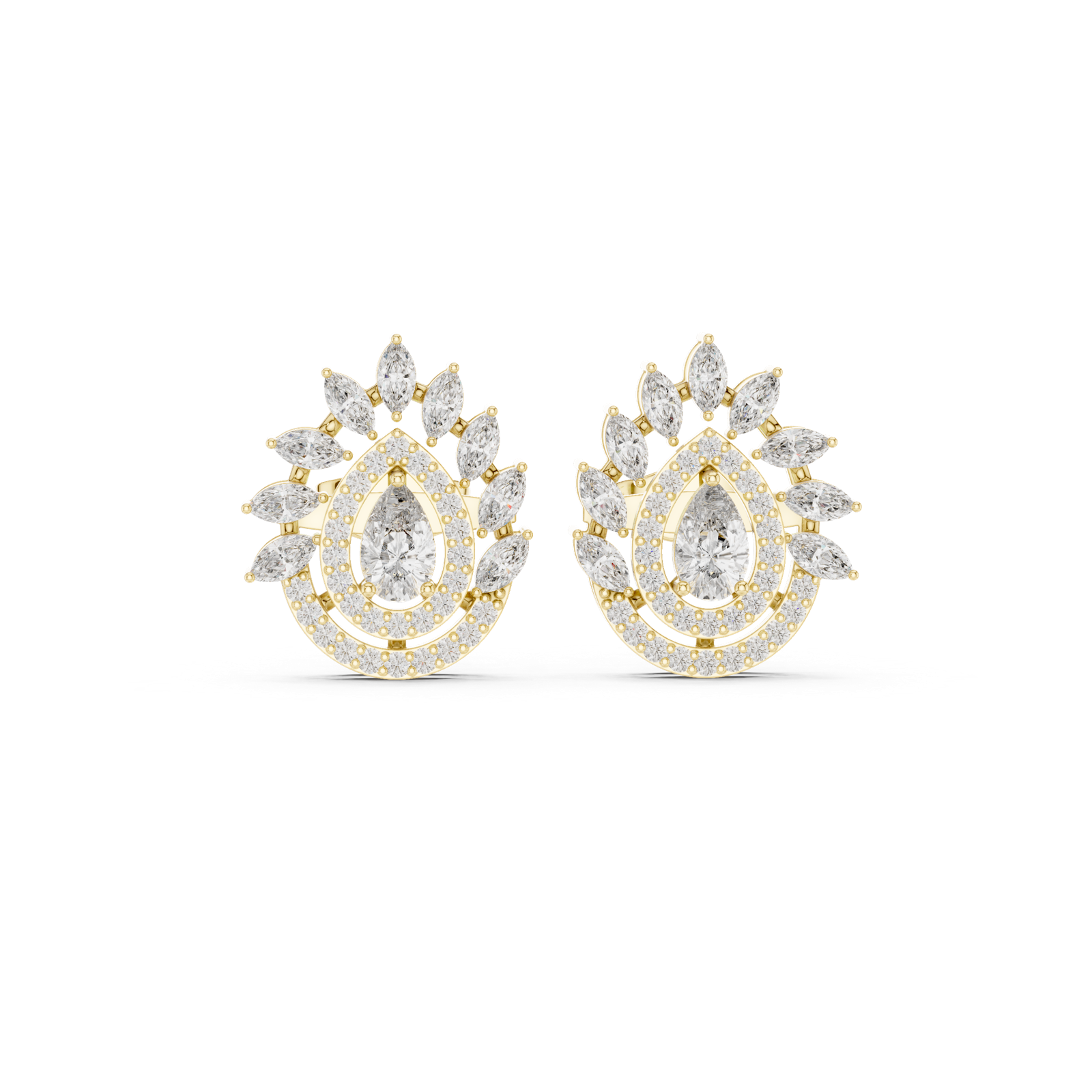 Gold Earrings AGDER-298, Yellow Gold, view 4